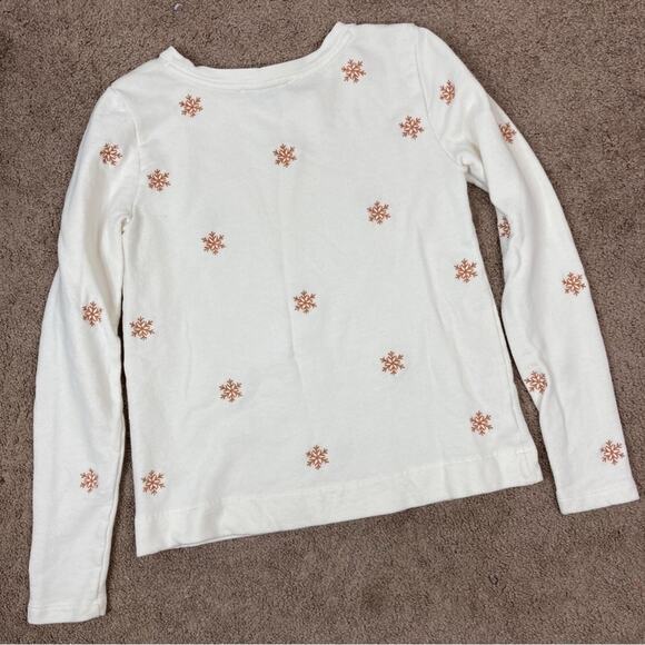 Ann Taylor LOFT | Cream Snowflake French Terry Cotton Sweater Embroidered XS - Picture 5 of 5